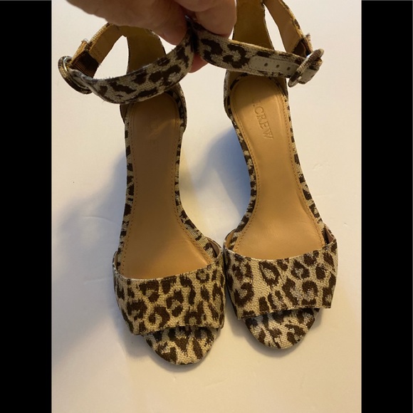 J. Crew Shoes - J. Crew Animal print ankle strap wedge shoes